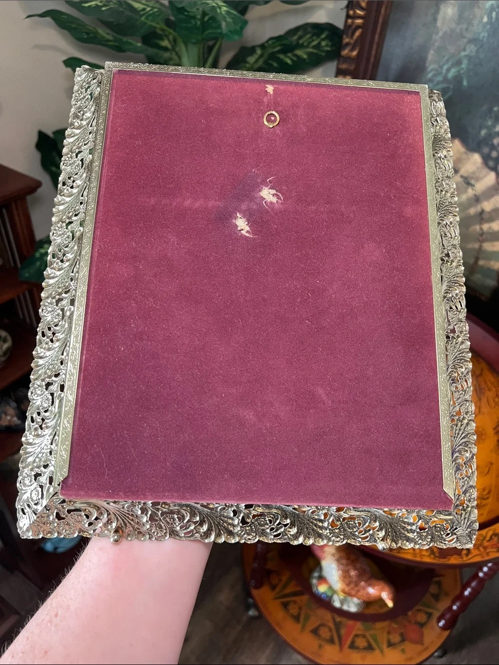 Vintage MCM Hollywood Regency Gold Cream Ornate Filigree Wall Picture Frame